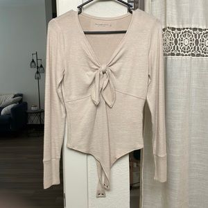 Abercrombie & Fitch Cream Bow Tie Bodysuit